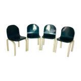 Suite of 4 chairs  - wood and metal - vintage