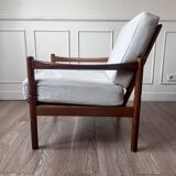 Fauteuil scandinave tissu blanc