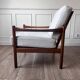 Scandinavian armchair in white fabric