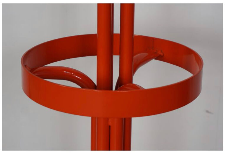 Vintage coat rack in orange lacquered metal
