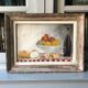 Old painting oil painting still life bread fruit cup cheese glass bottle champagne