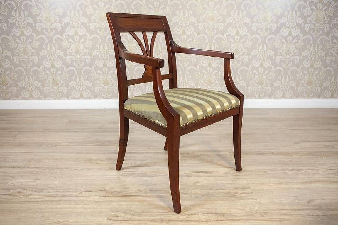 Set of Armchairs in Classicizing Forms in Striped Upholstery, 1990s