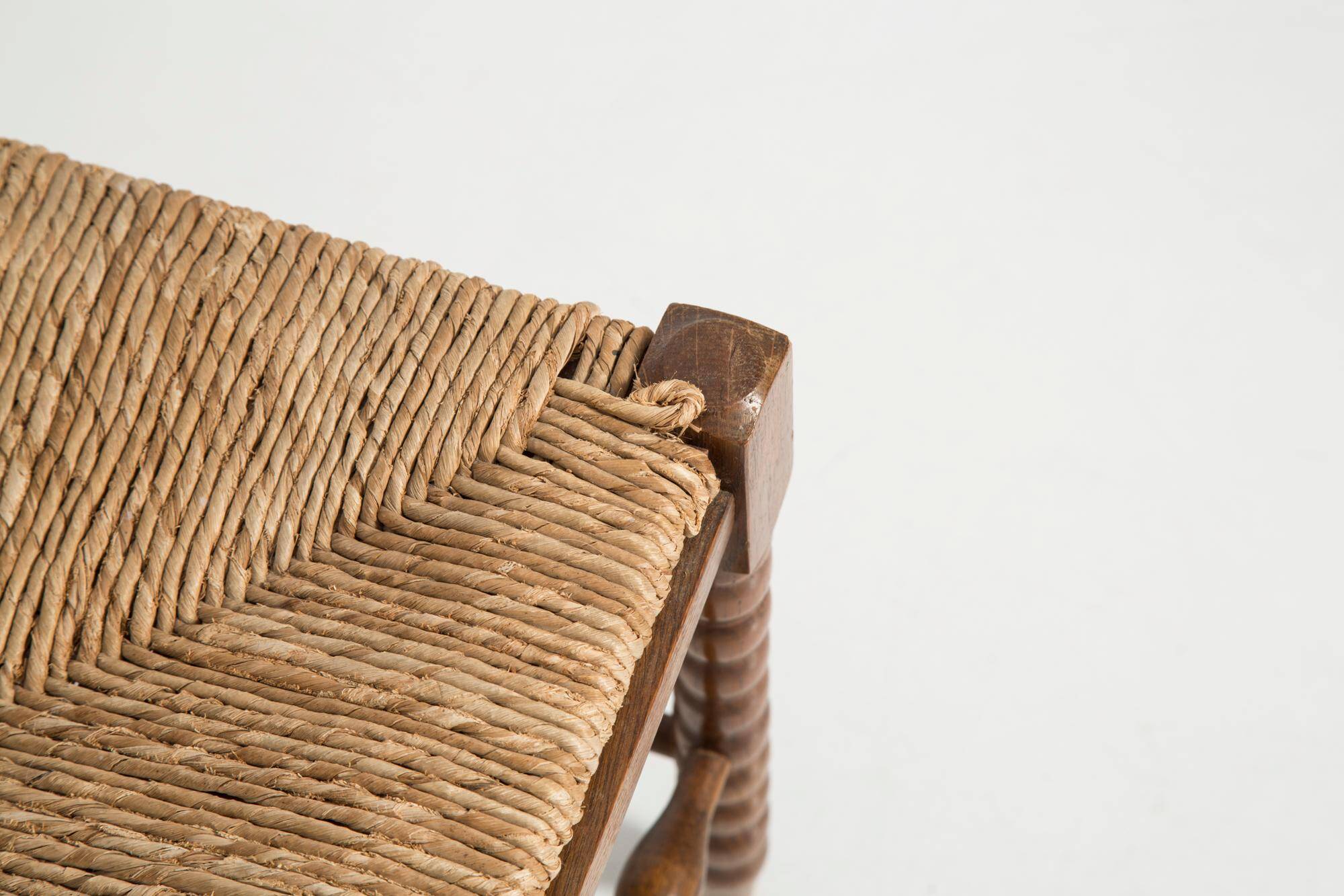 Mid-century provincial antique bobbin corner chair, France, 1940s.