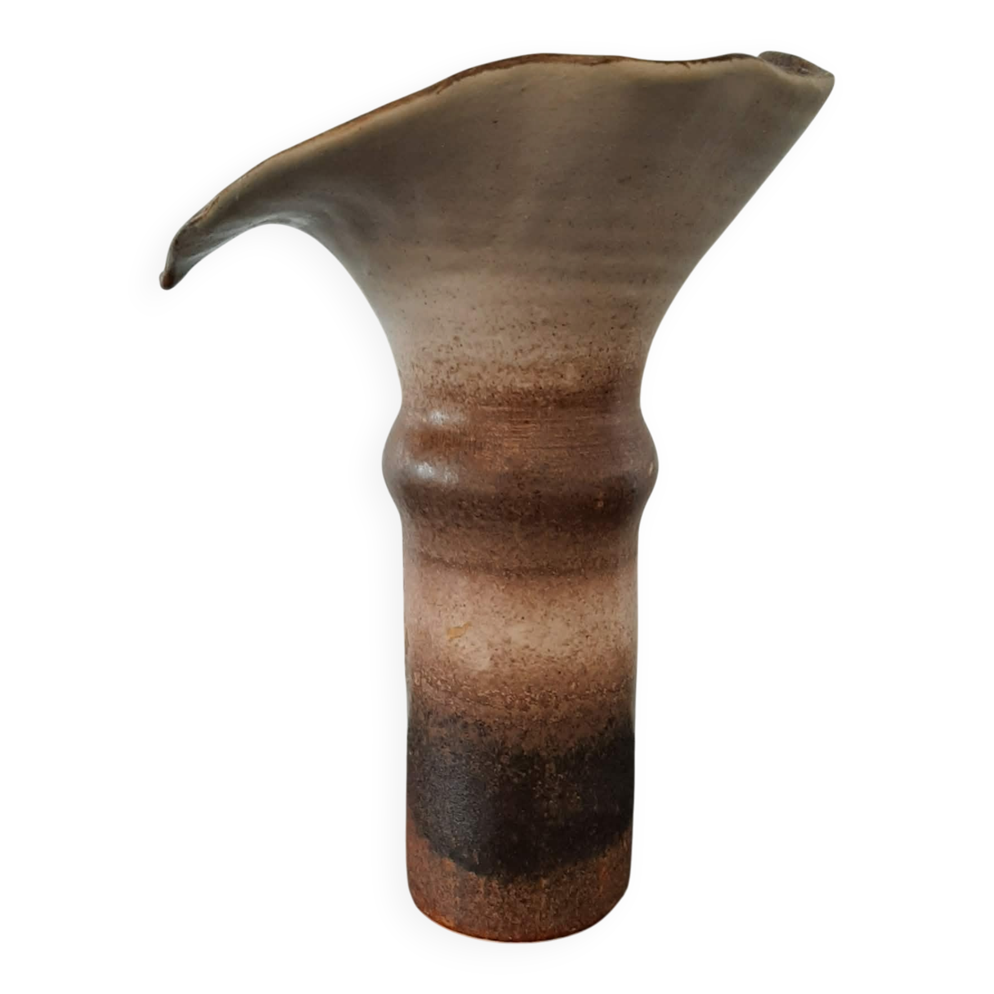 Pottery vase corolla shape in stoneware / 22 cm