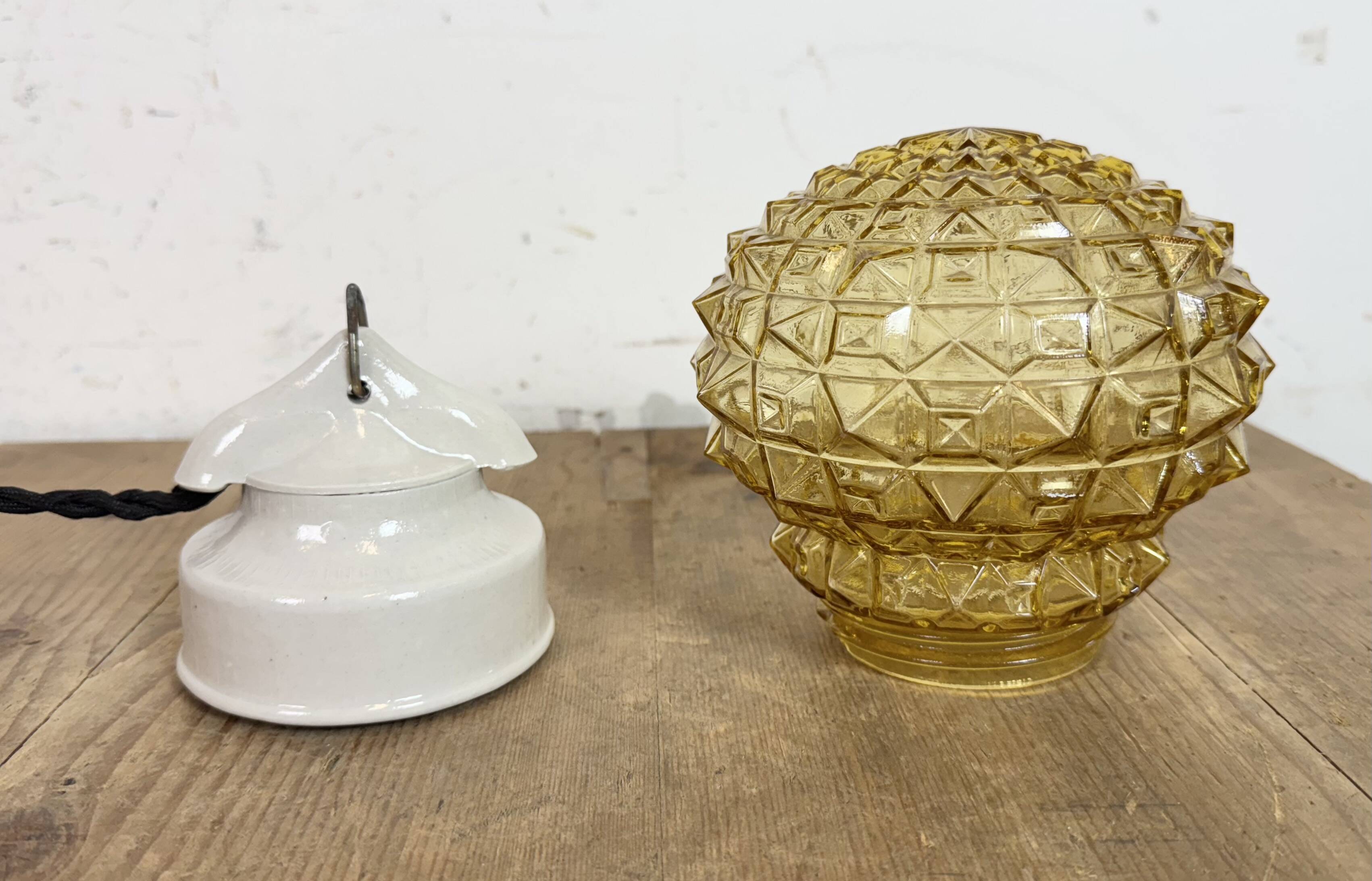 Vintage White Porcelain Pendant Light, 1970s