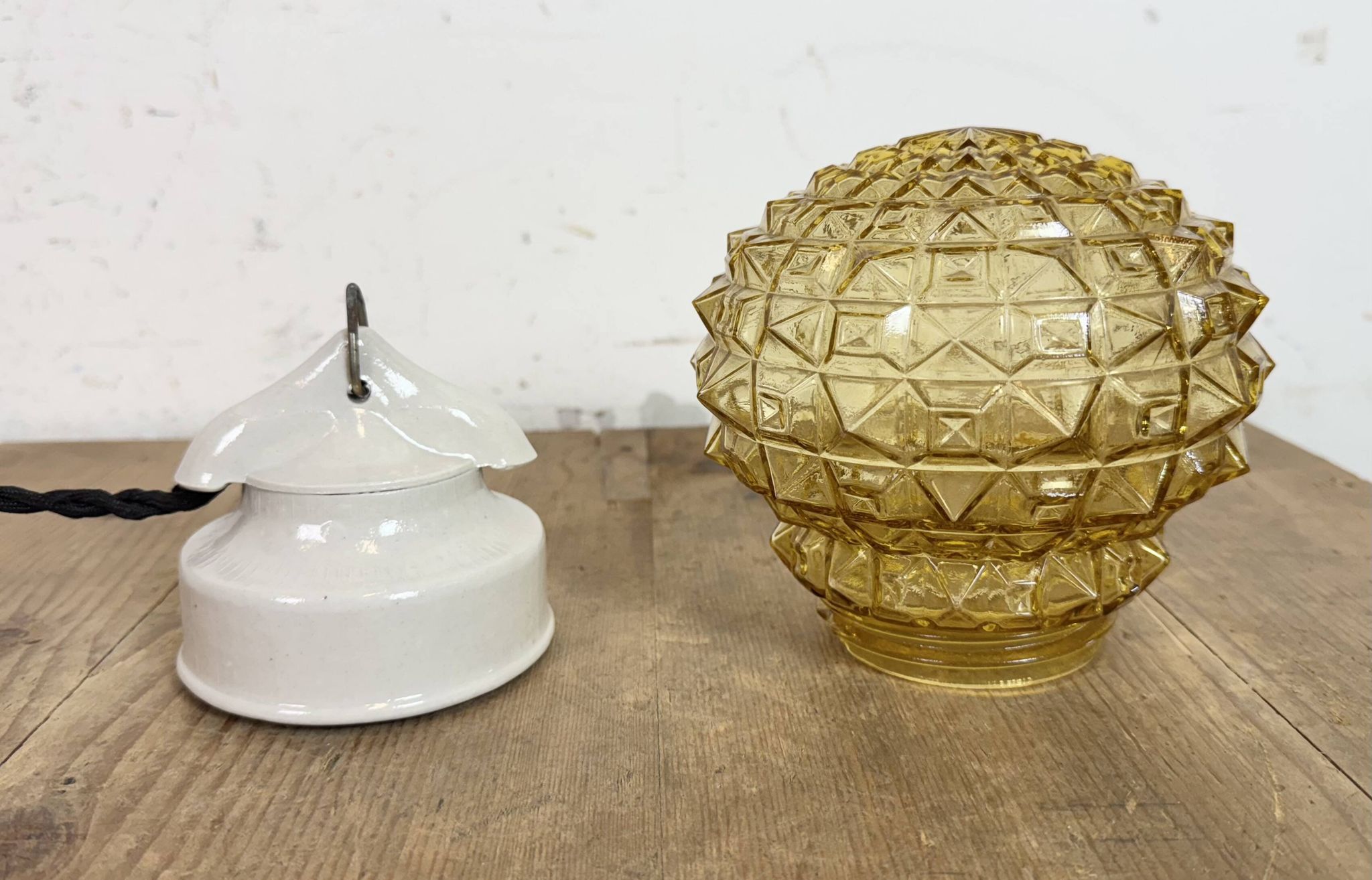 Vintage White Porcelain Pendant Light, 1970s