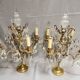 Pair of large electrified girandole candlesticks with crystal tassels