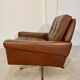 Vintage danish retro mid-century svend skipper brown leather chair & stool 60s