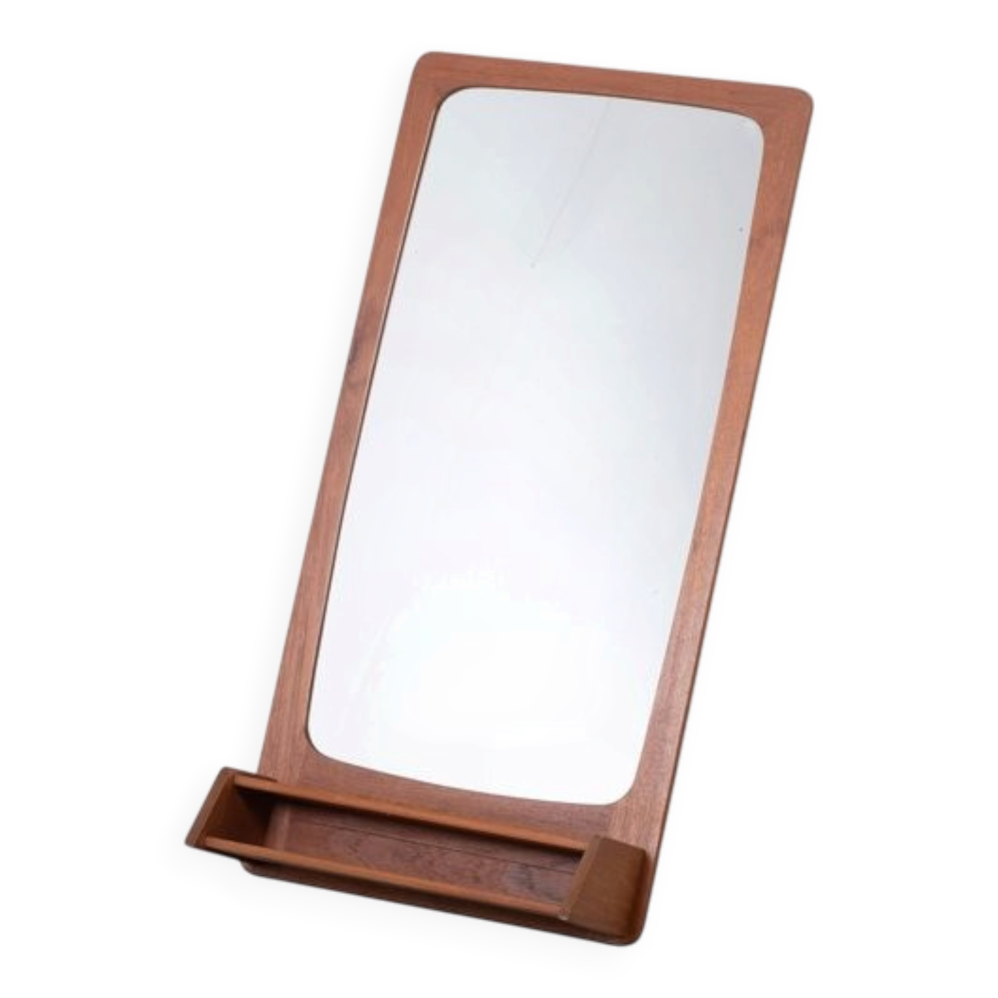 Teak Wall Mirror with Shelf, Denmark, 1960s