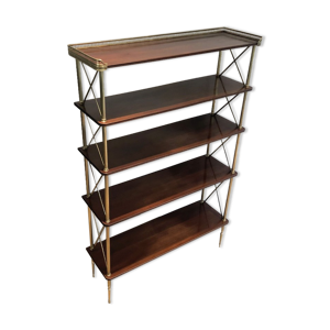 Etagère en acajou et laiton attribuée à la maison Jansen