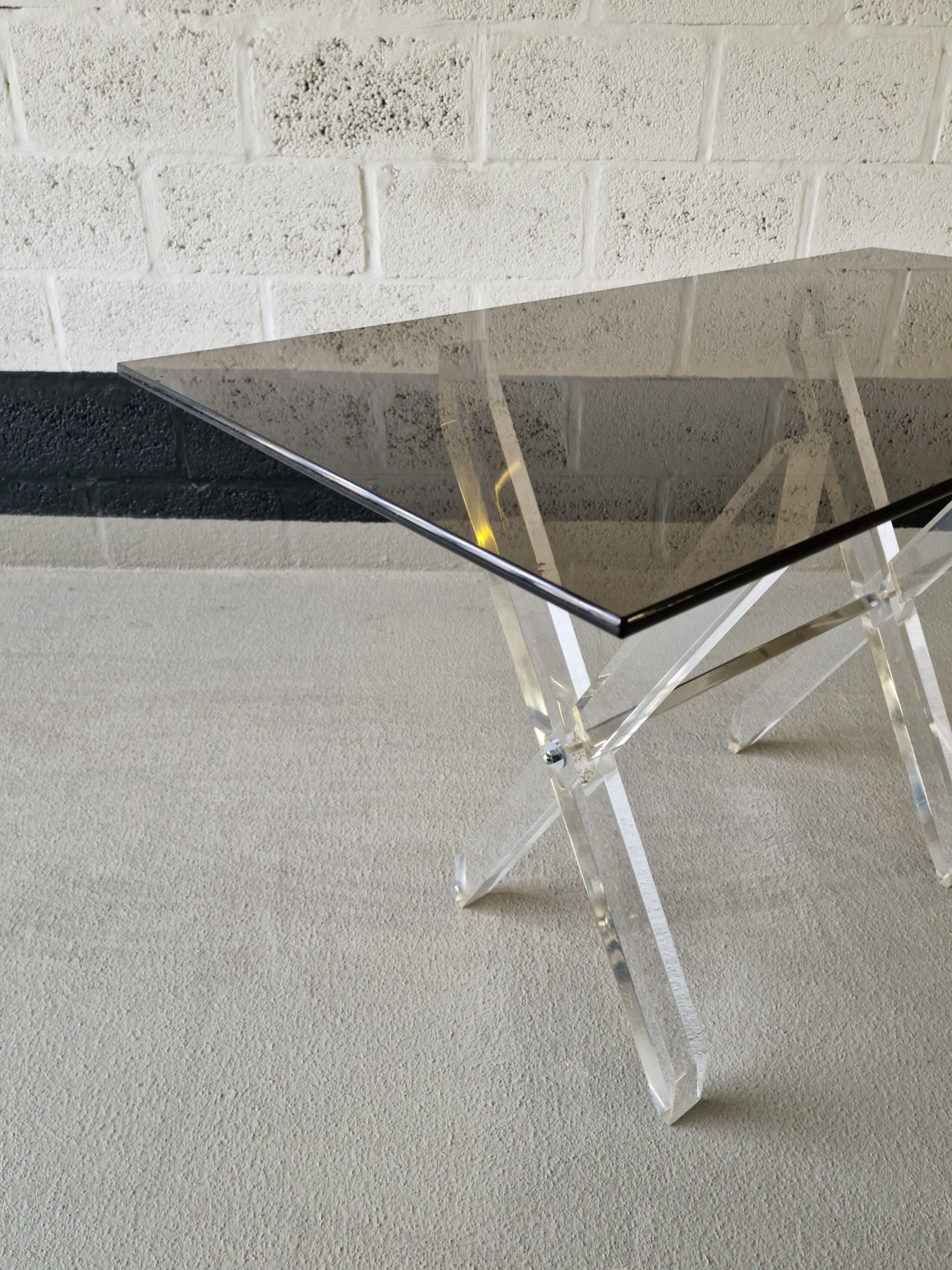 Desk in feet x plexiglass & smoked glass, 1970s