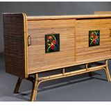 Rattan sideboard attributed to Adrien AUDOUX and Frida MINNET