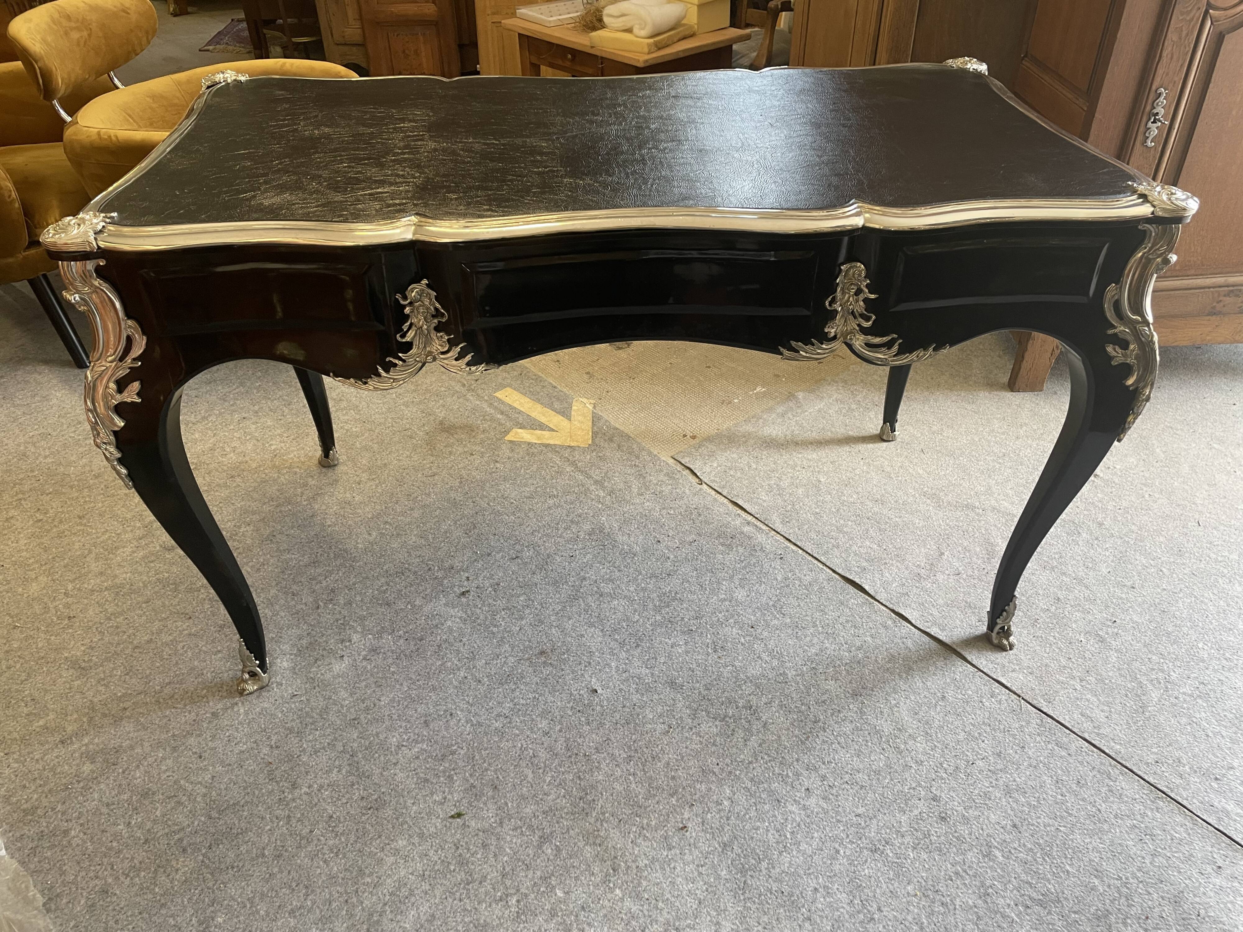 Black and silver Louis XV style desk