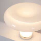 Angelo Mangiarotti. Opaline and chromed metal lamp. 1980s.