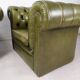 Paire de fauteuils Chesterfield cuir vert