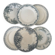 Lot 6 assiette à dessert terre de fer bleu vert plate faïence français
