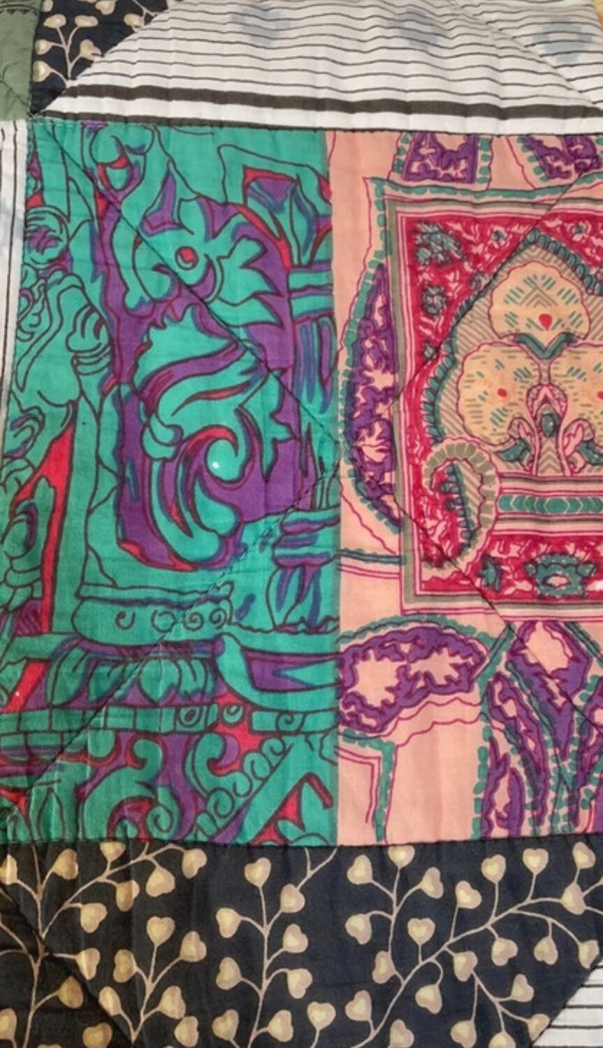 Ikat cotton patchwork plaid