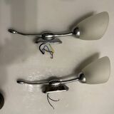 Chrome Satinated Glass Sconces Set of 2 1970’s