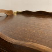 Plateau de service ancien en bois et laiton 61 x 38 cm