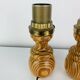 Pair of pine lamps, turned wood, vintage