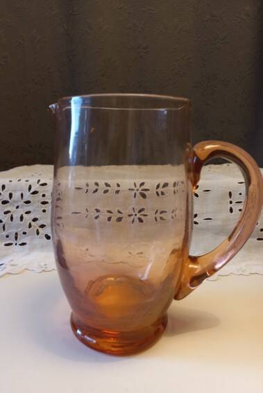 Vintage pink glass pitcher