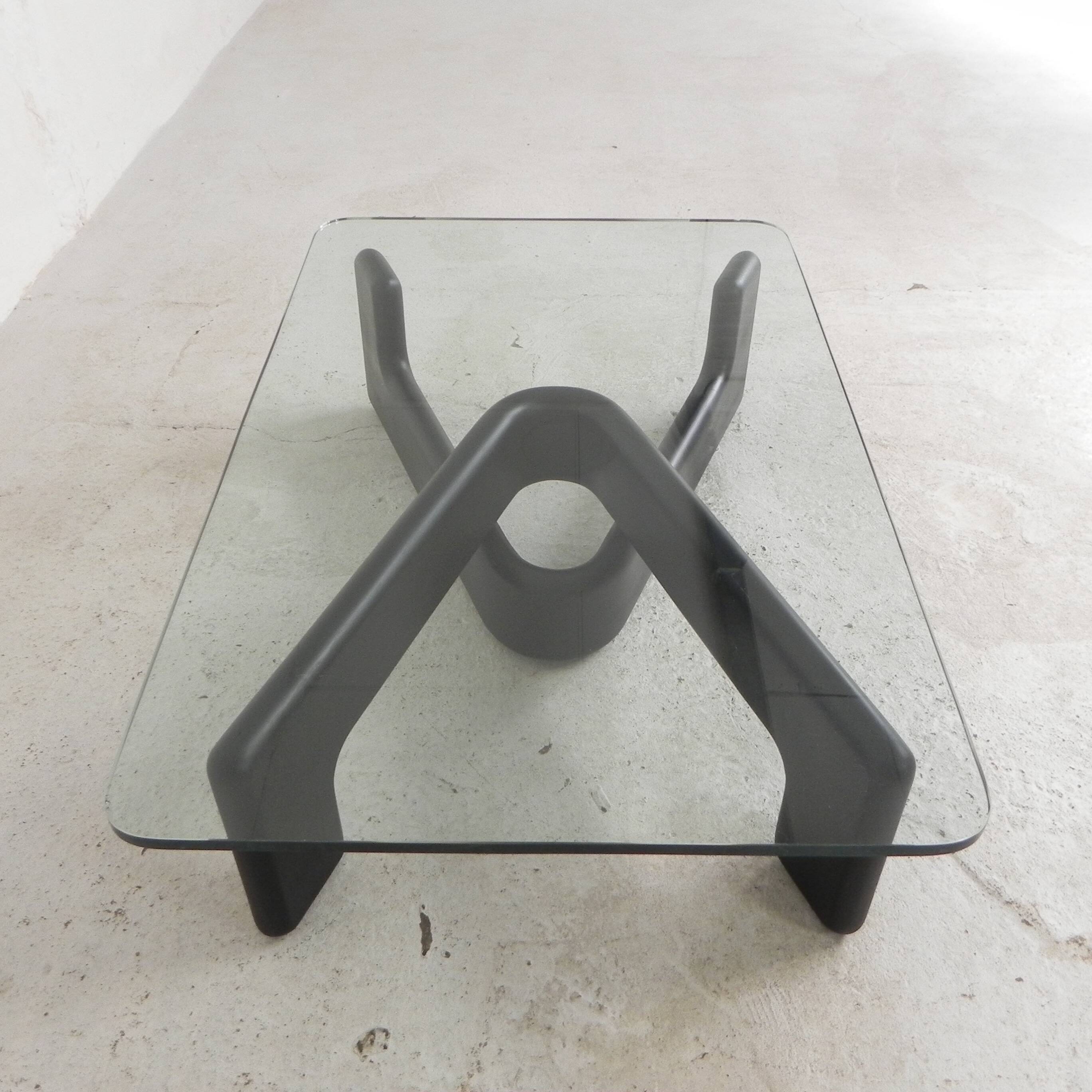 Vintage coffee table with organic black wooden base, 1970s