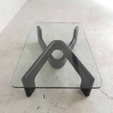 Vintage coffee table with organic black wooden base, 1970s