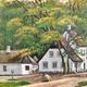 Vintage signed cottage landscape oil painting