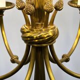 Vintage brass rope & tassel chandelier with 6 lights, France, 1950s