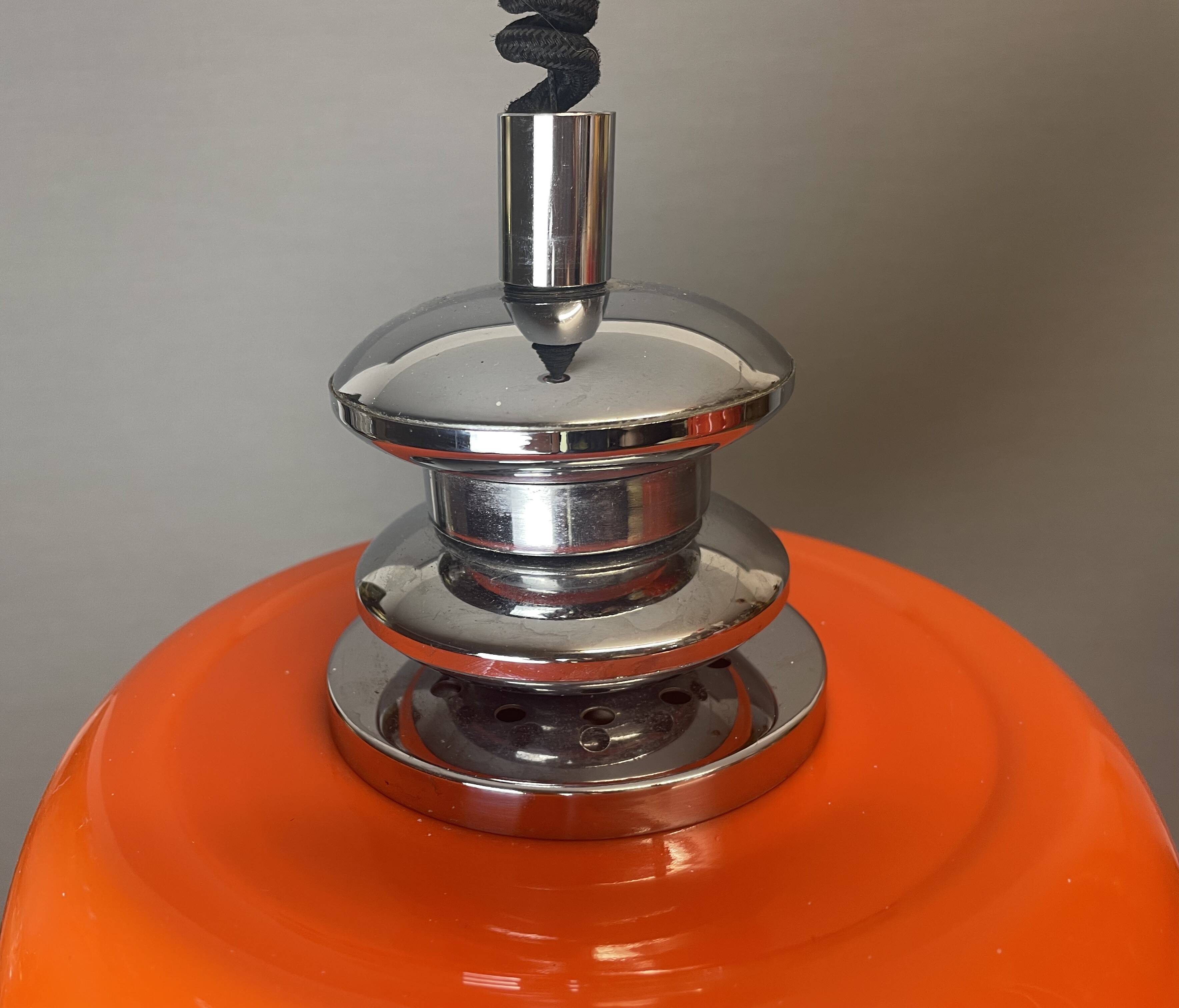 Mid Century Modern orange pull down  lamp