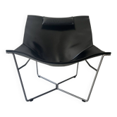 Semana lounge chair in black leather and steel by David Weeks, limited edition 1980