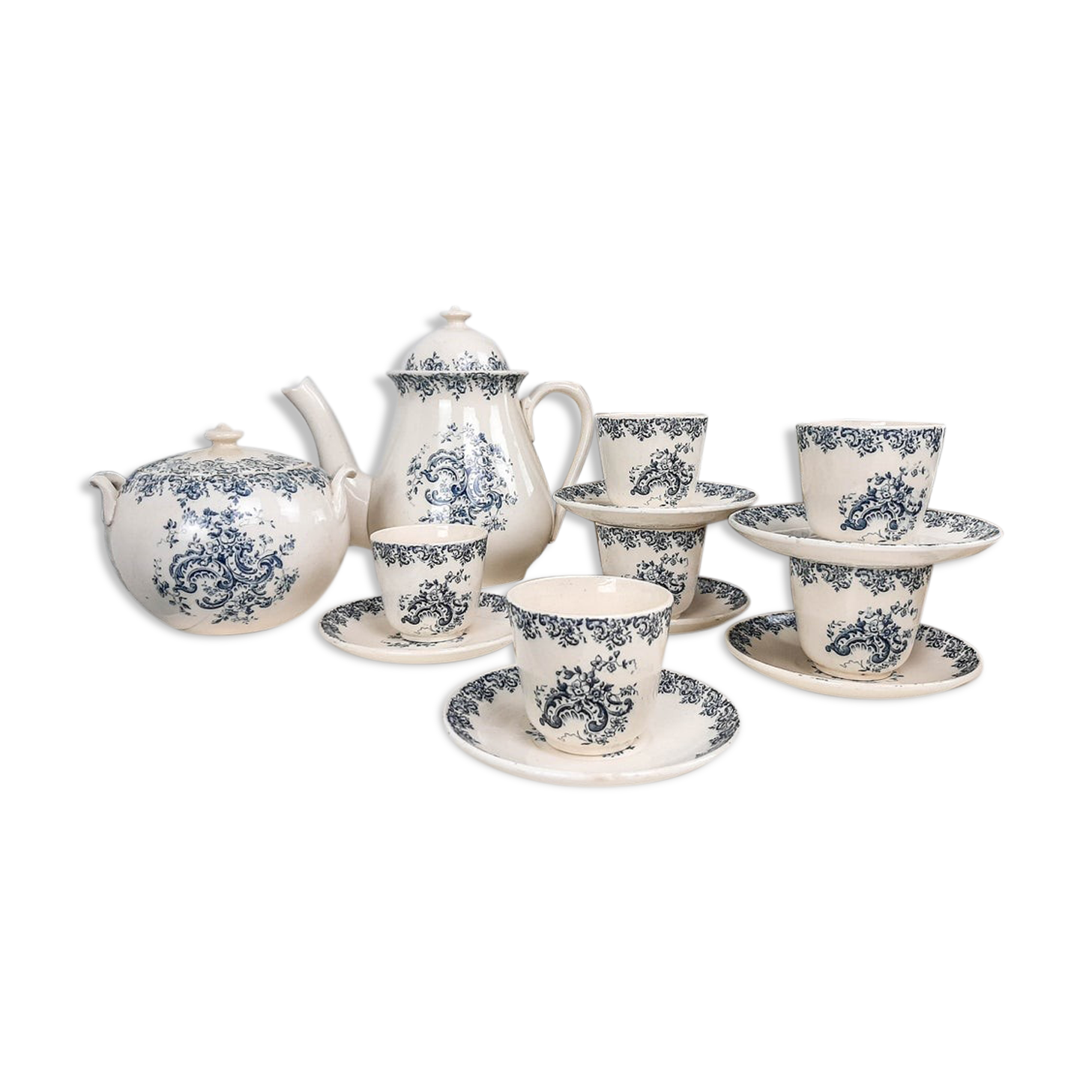 Tea service Louis XV in Earth of Gien Iron Earth