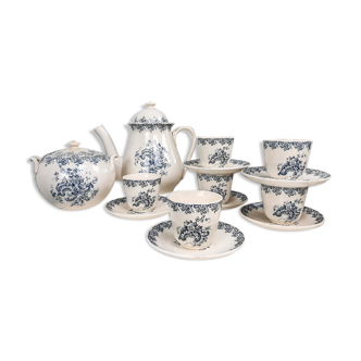 Service à thé Louis XV en faÏence de Gien Terre de fer