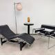Vintage LC4 Chaise Longue by Le Corbusier in black leather