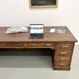 Very large old oak trading counter, XXL format