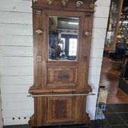 Old locker room or coat rack in walnut