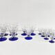 Set of 16 antique glasses with cobalt blue stems, Art Deco.