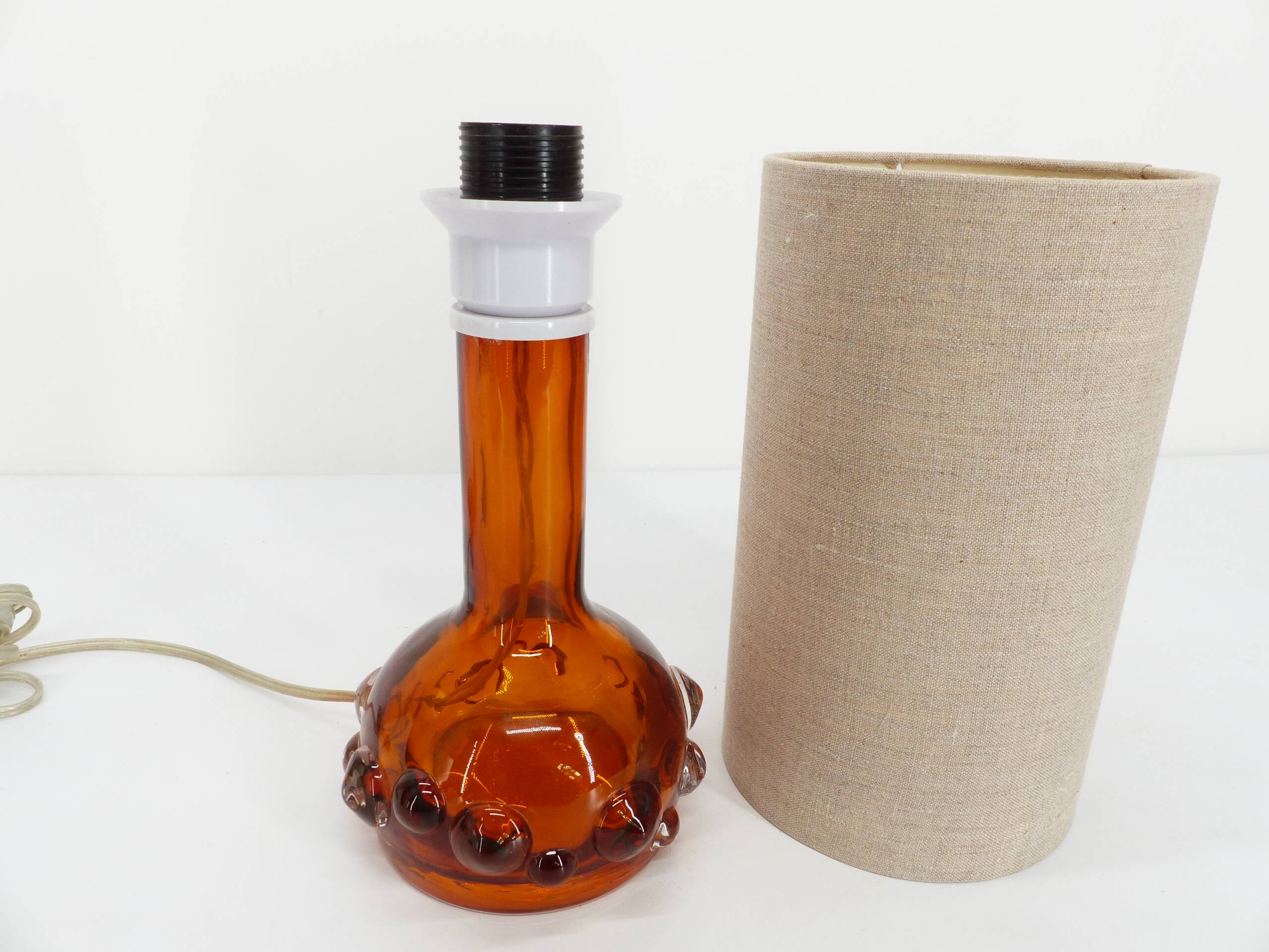 Vintage Kosta Boda orange glass table lamp 1960s