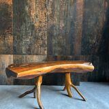 Set (2) old tree trunk tables