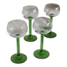 4 verres à liqueur vintage pied tulipe vert