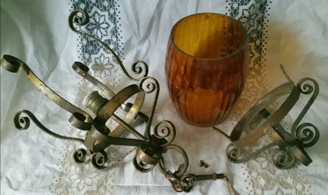 Old iron hanging wrought orange globe