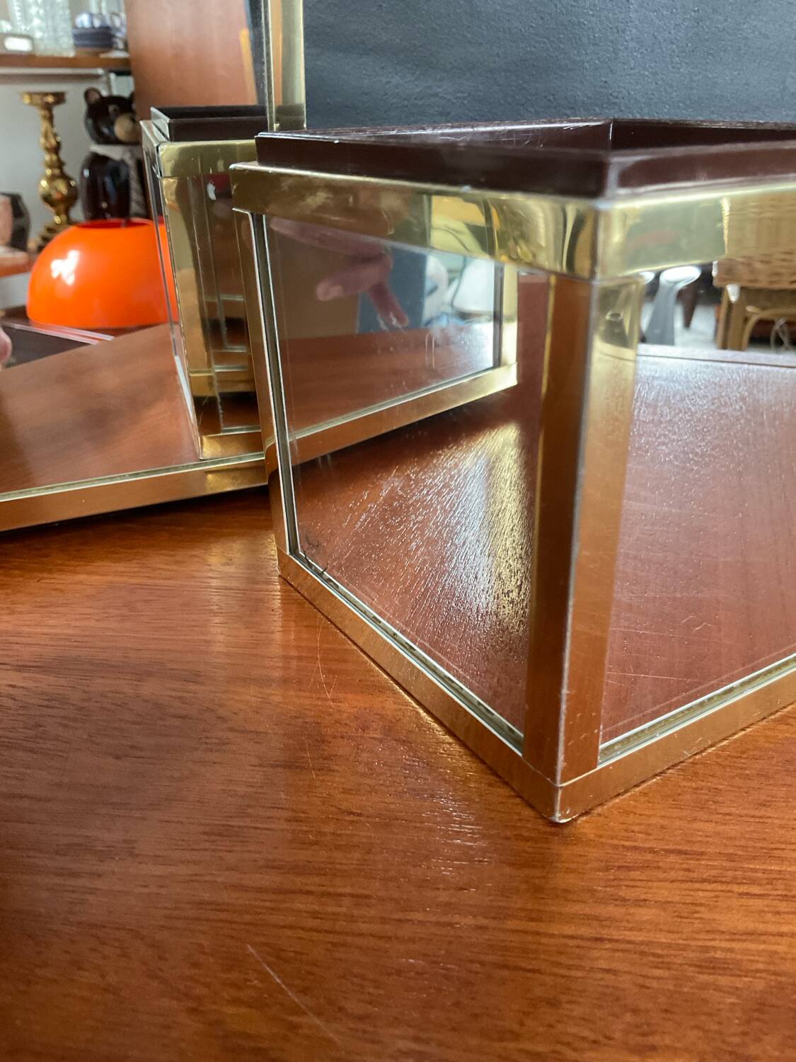 A pair of vintage Ousta Holland cache pots from the 1970s.