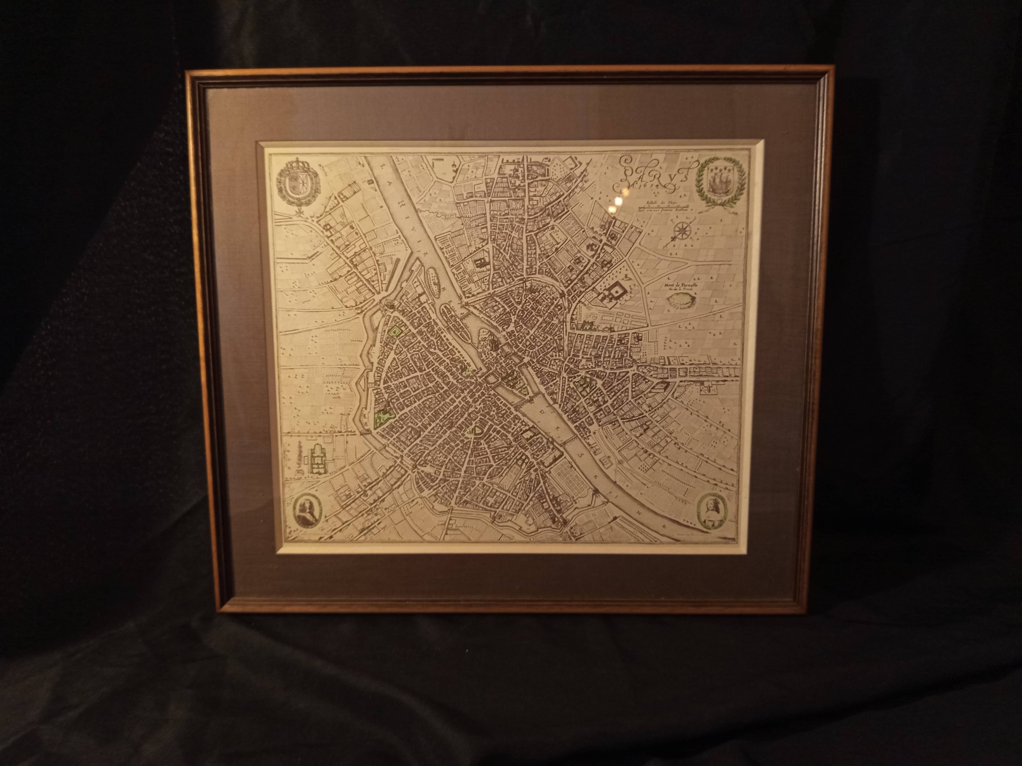 Historical map – Plan of Paris in 1654 after Caspar Merian