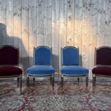 Set of 4 Napoleon III chairs in black and gold.