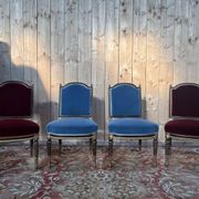 Set of 4 Napoleon III chairs in black and gold.