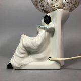 Vintage Pierrot bedside lamp from the 70s, porcelain, inlaid glass globe