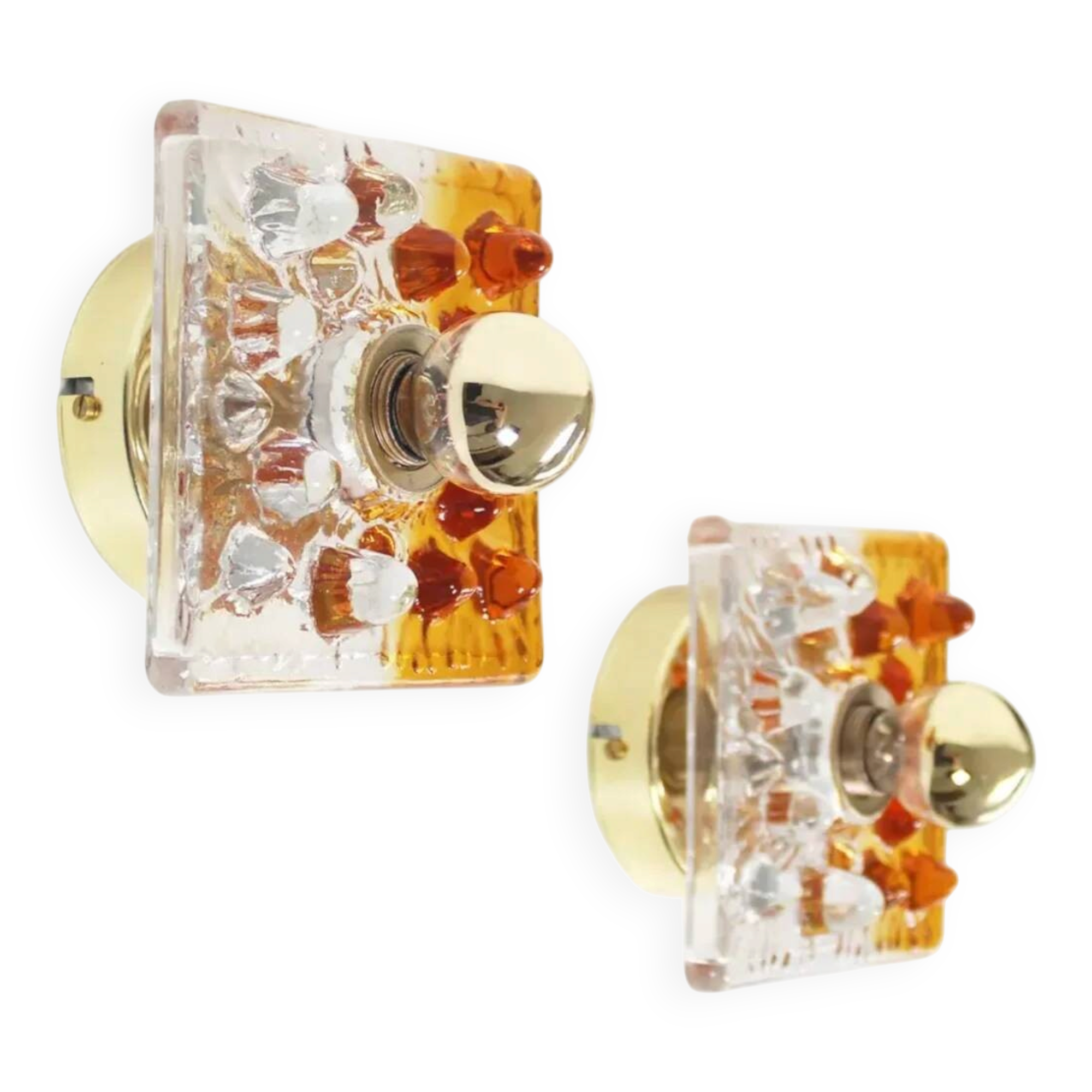 Pair of Murano glass wall lamps by AV Mazzega