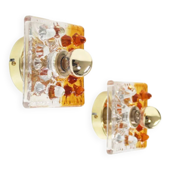 Pair of Murano glass wall lamps by AV Mazzega