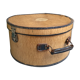 Hat box with leather handle