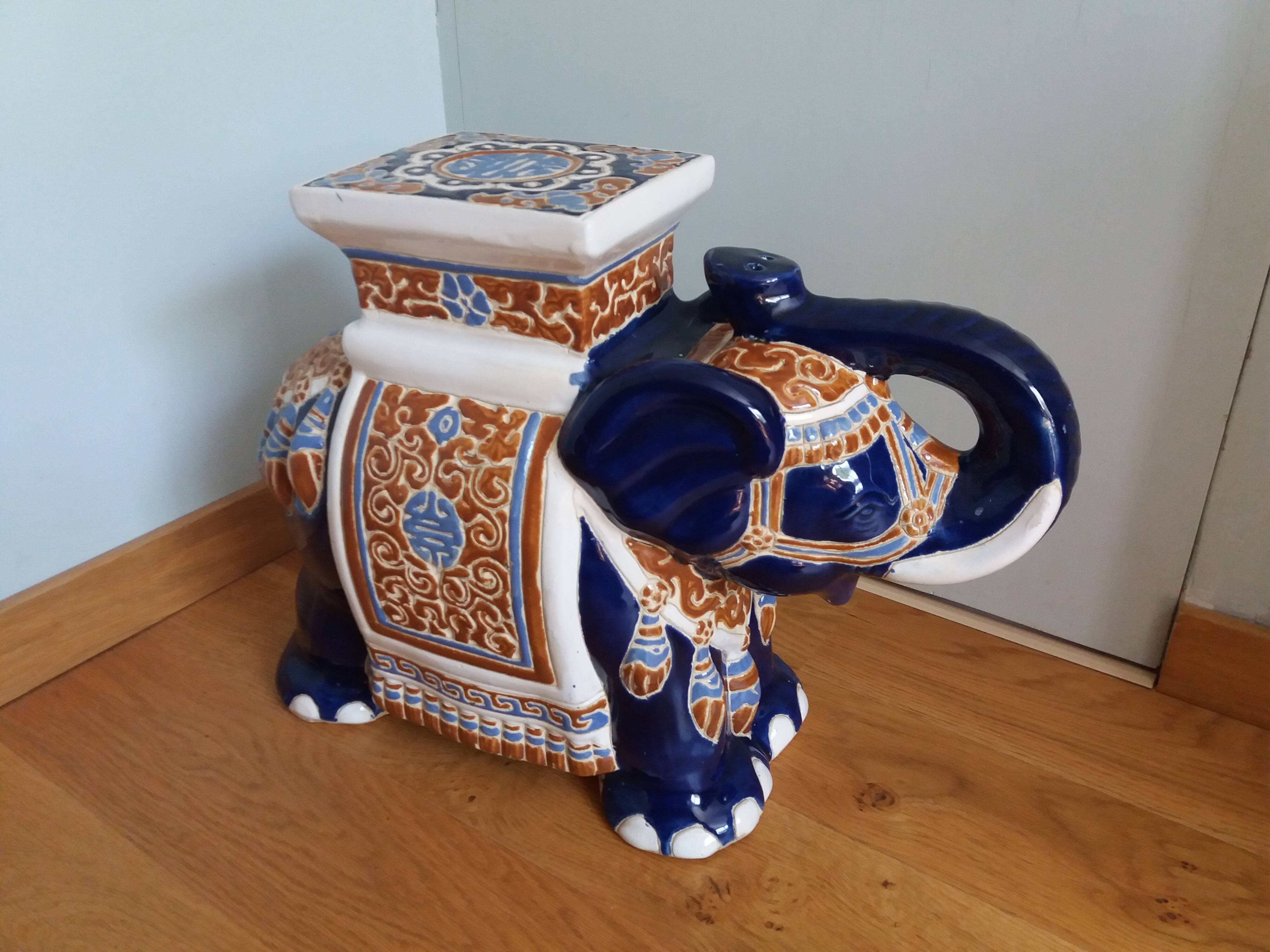 Ceramic elephant, signed
